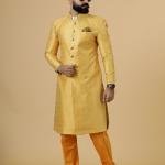 Stunning Yellow Banarasi Brocade Achkan for Men | Father-Son Combo | Grooms & Weddings | Jaipurio